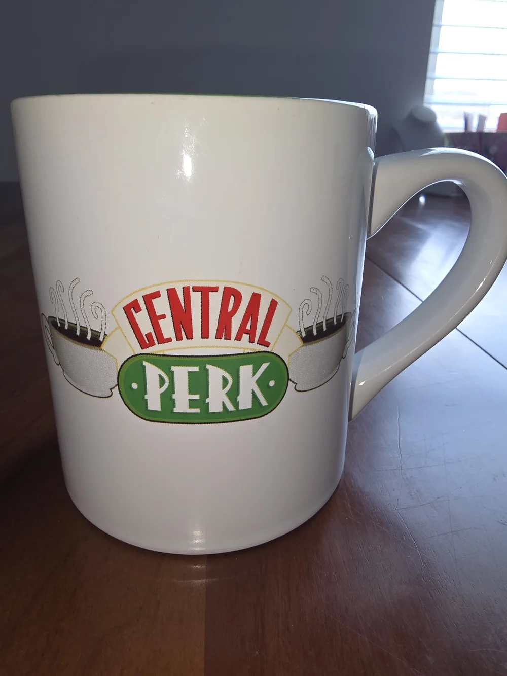 Central Perk White Ceramic Coffee Mug - Green & Red Logo, Green Interior
